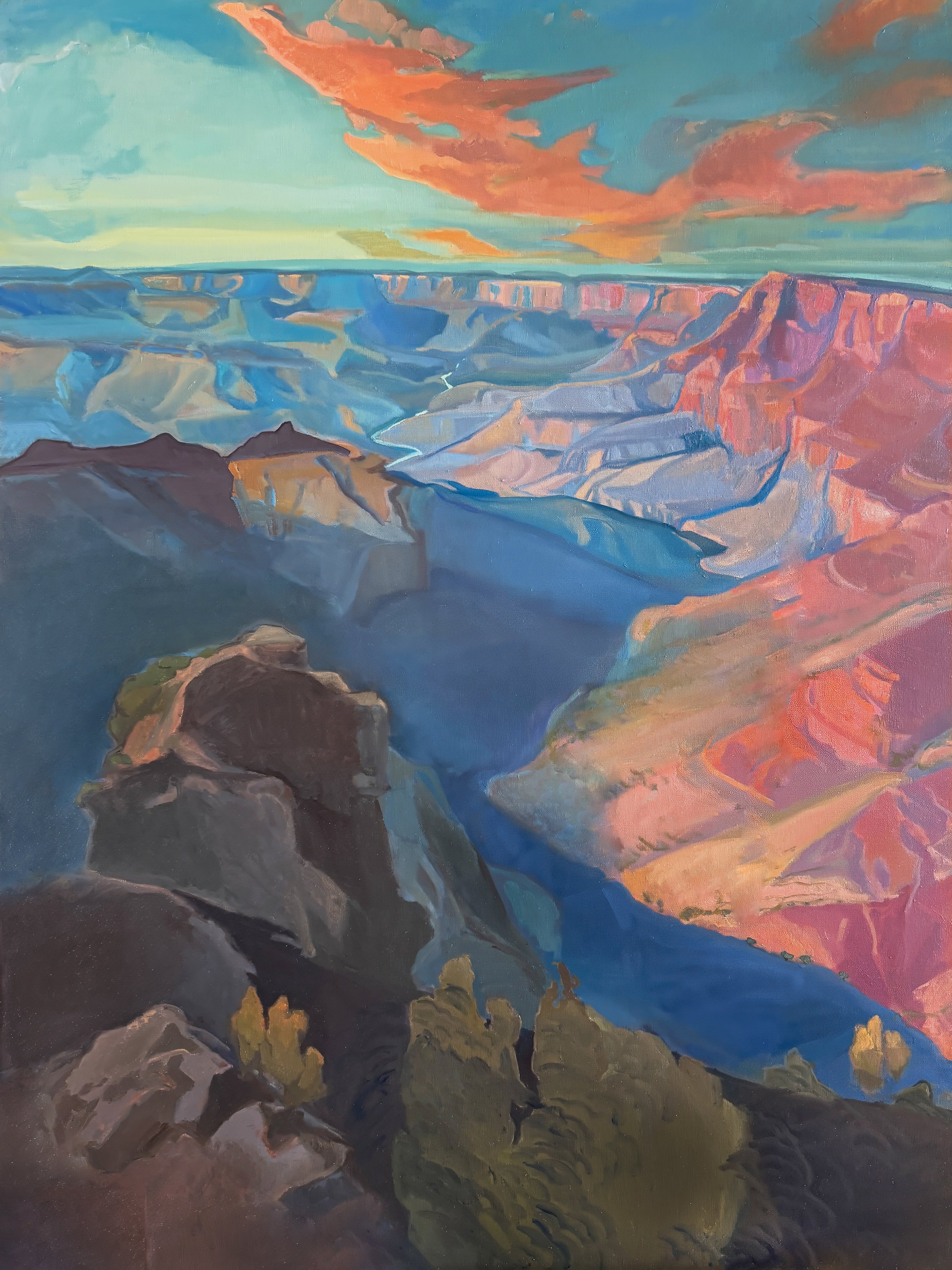 Navajo Point Sunset View, 40 x 30”, oil on canvas