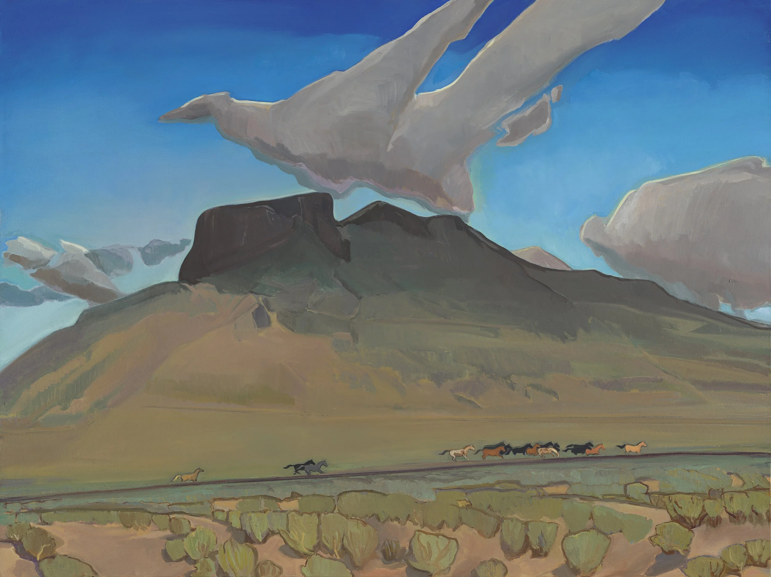 Horse Country Wagon Mound | 30 x 40 in. | oil on canvas