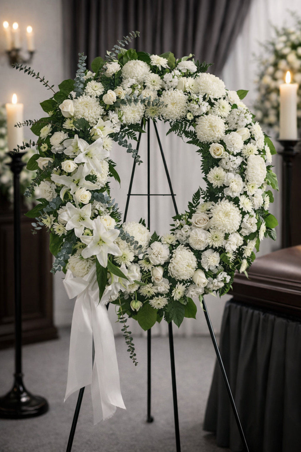 White Mixed Floral Wreath