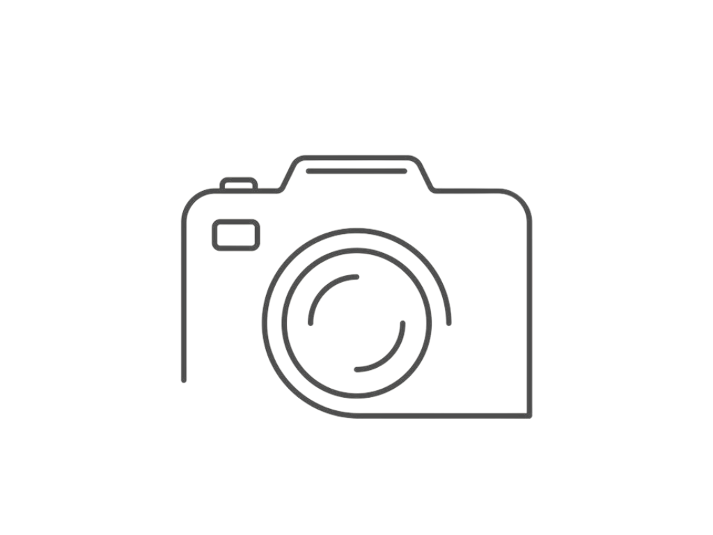 Outline of a camera with a large lens in the center and a small viewfinder on the top left.
