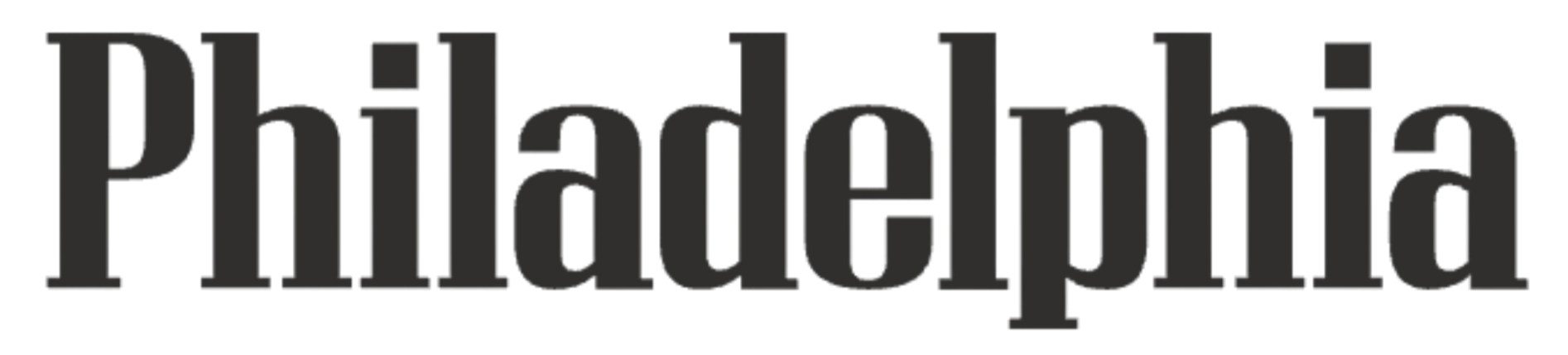 Logo of Philadelphia with black stylized lettering.