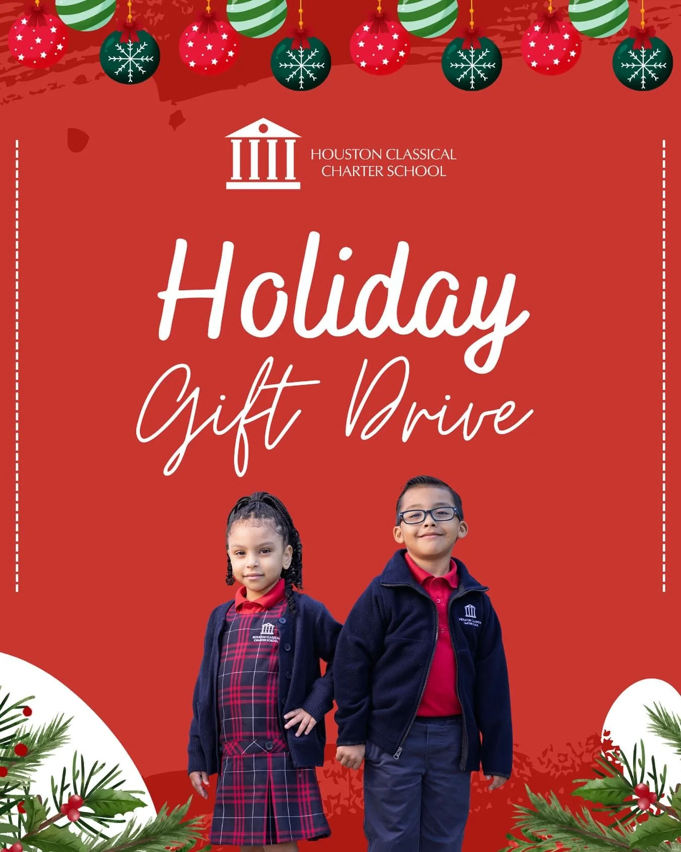 🎁 HCCS Holiday Gift Drive is here! 🎁
At Houston Classical, more than 80% of our scholars live at or near the poverty line. Their families work incredibly hard, and the holidays can add extra pressure when essentials come first.

If you&rsquo;re abl