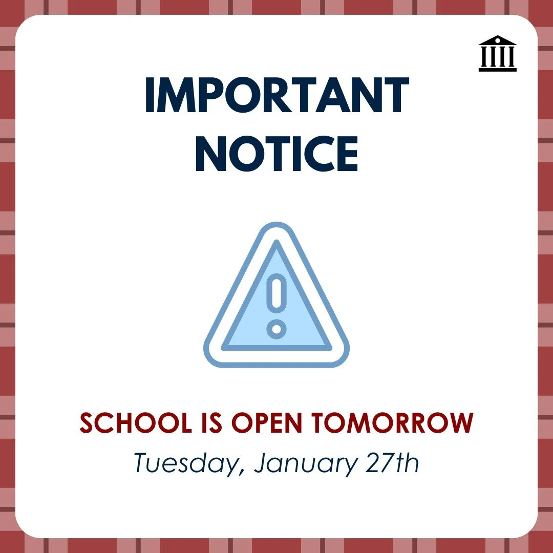 Important Notice: School will be open tomorrow, and classes will resume as normal. We can&rsquo;t wait to see our scholars back on campus. Stay safe and see you soon!
