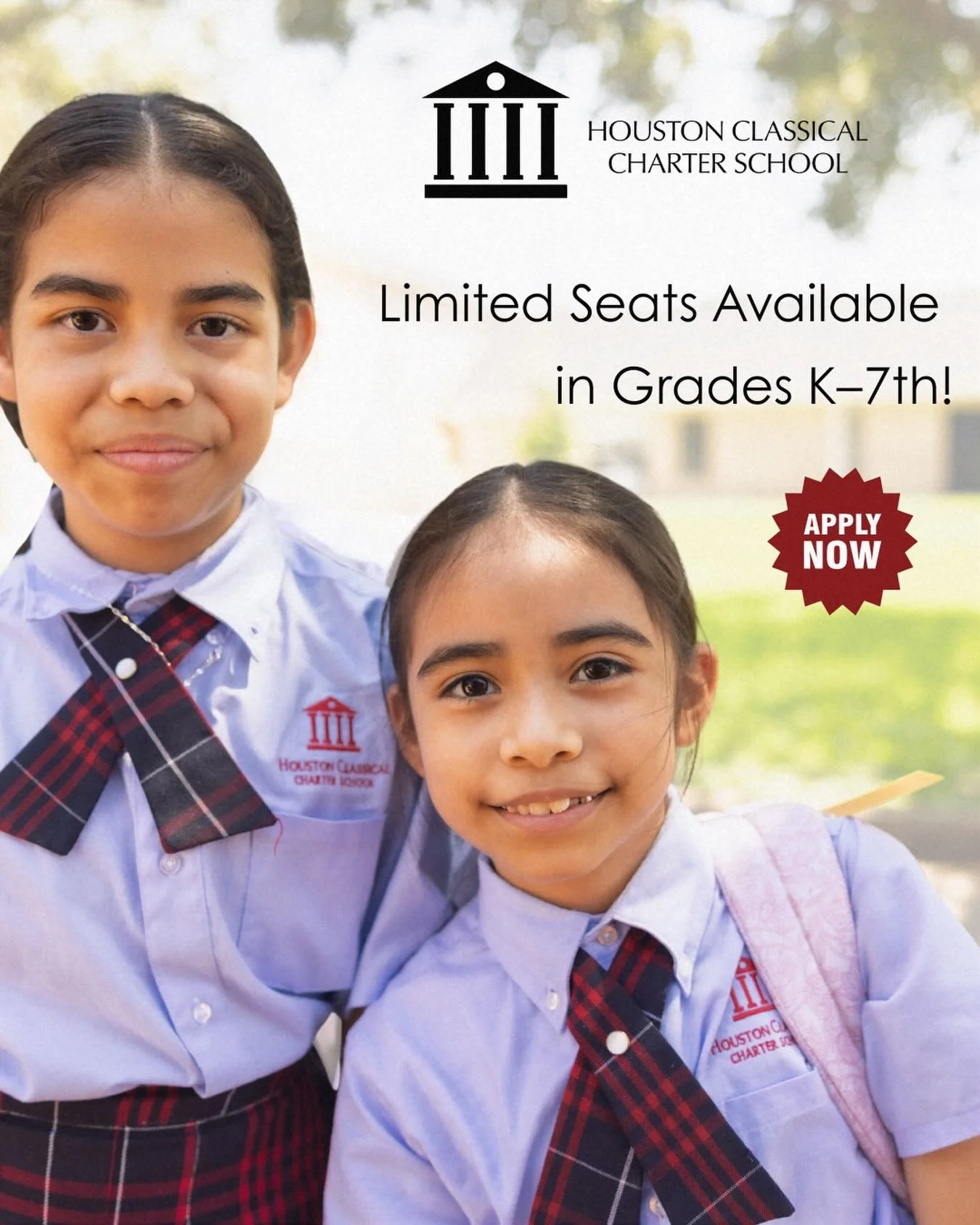 📚 Apply Today!

We currently have available seats for students in Kindergarten through 7th grade.

At Houston Classical, we take pride in our strong community and the many families who have believed in our mission since our campus opened in 2020. Th