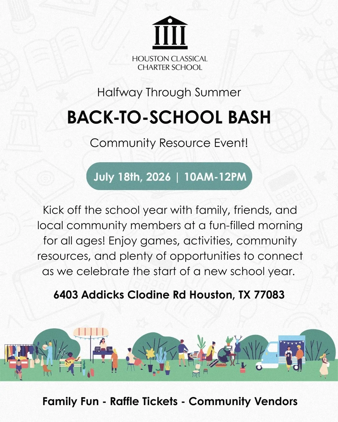 Join us on Saturday, July 18, from 10:00AM&ndash;12:00PM for a fun and resource-filled morning as we get ready for the new school year!

This event is open to current and new families! Come connect with local vendors and organizations offering valuab