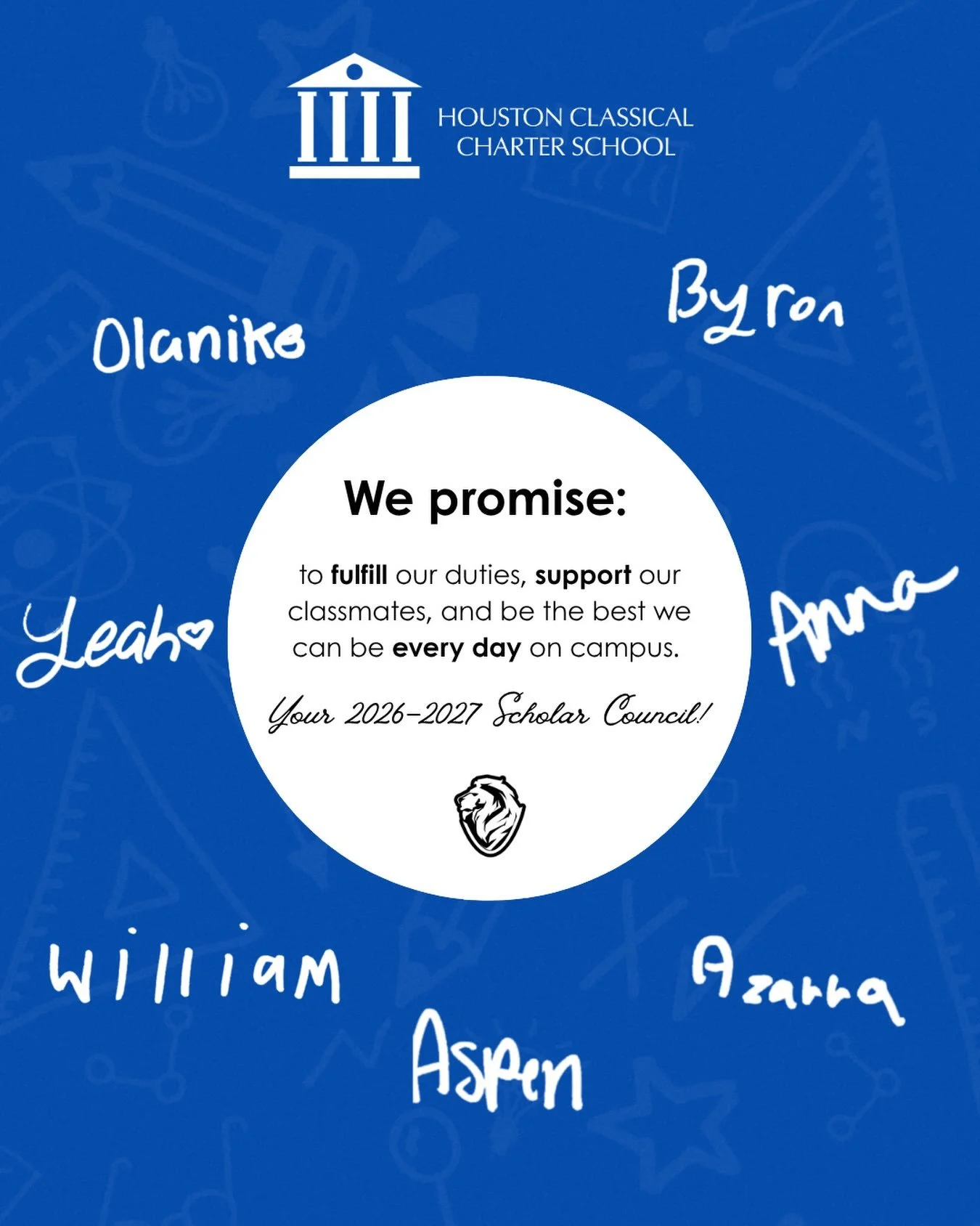We are SO thrilled to announce our 2026&ndash;2027 Scholar Council Class!

🥁 Drumroll, please... 🥁

Join us in congratulating our official Council Officers and Class Presidents! 🎉

 Council Officers
&bull; President: Leah Reyes (7th Grade)
&bull; 