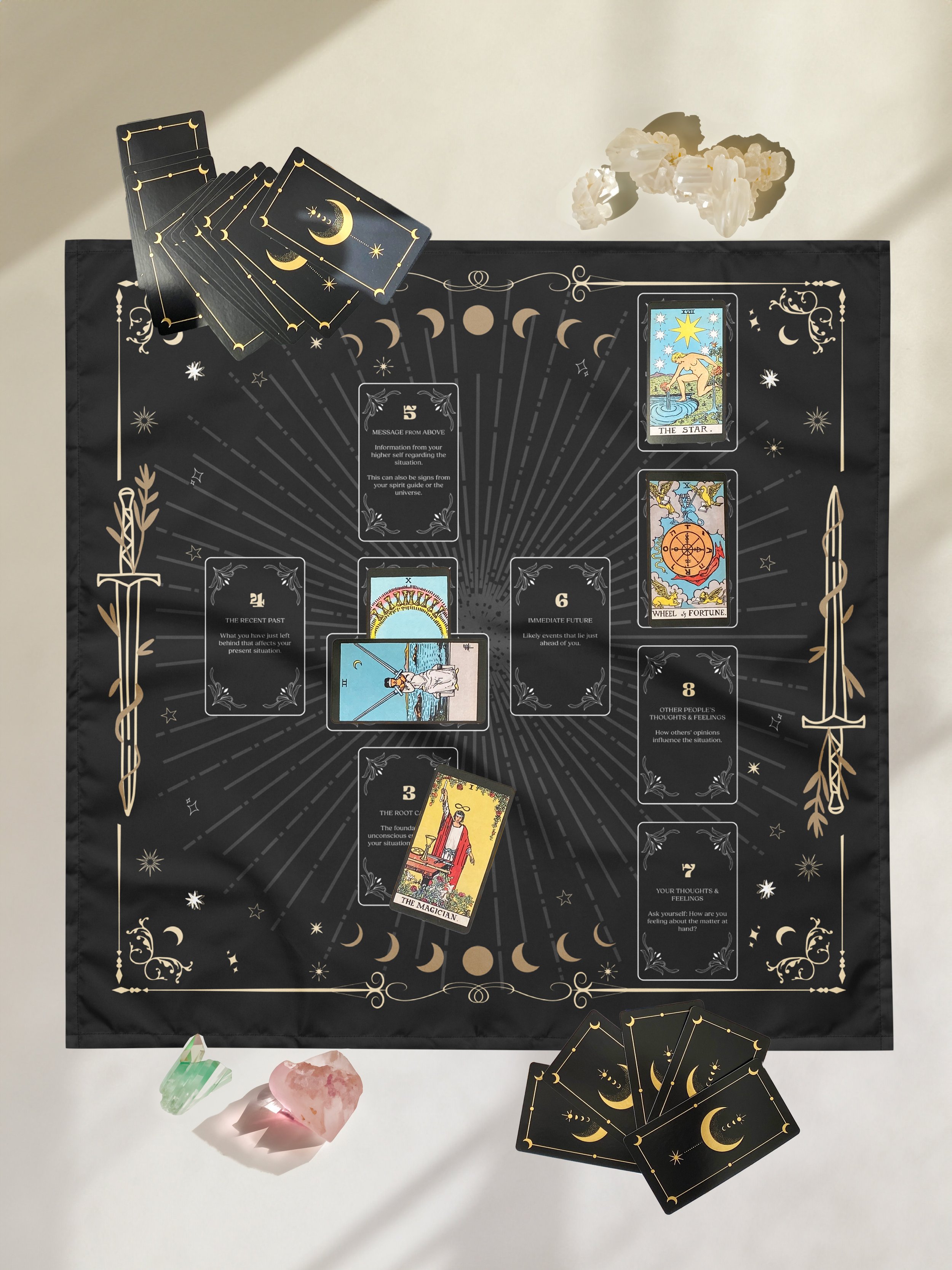 Tarot Spread Cloth | Celtic Cross - Black
