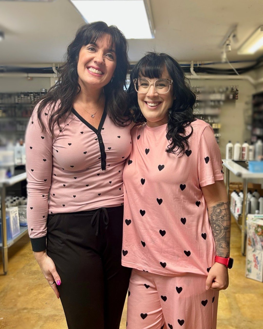 Holly and Megan twinning on Valentine PJ day!