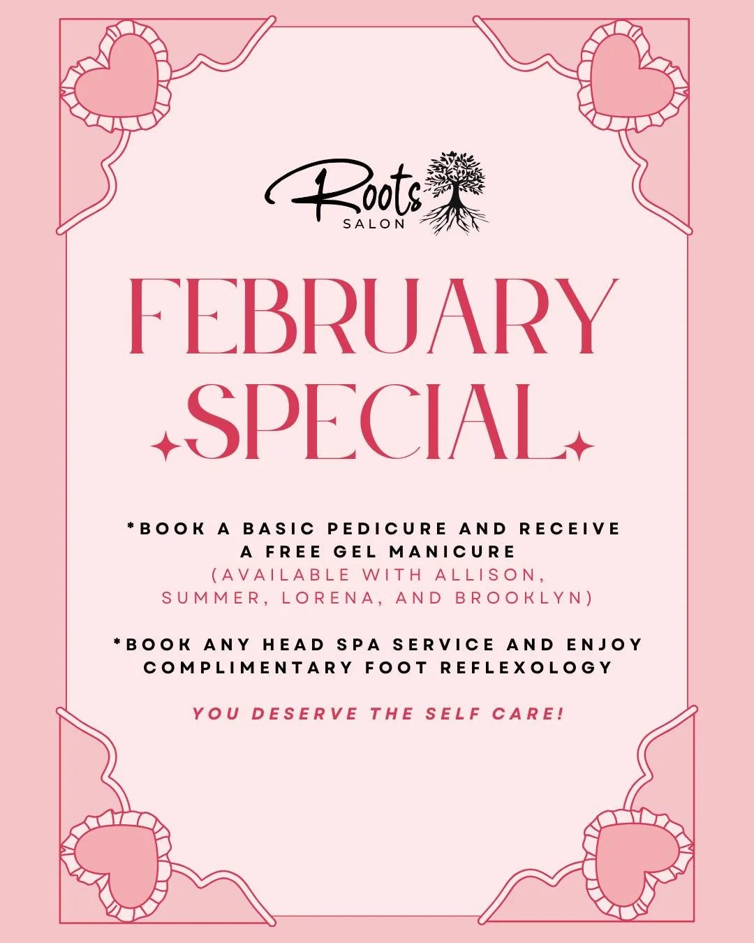 Self care specials for the whole month of February!