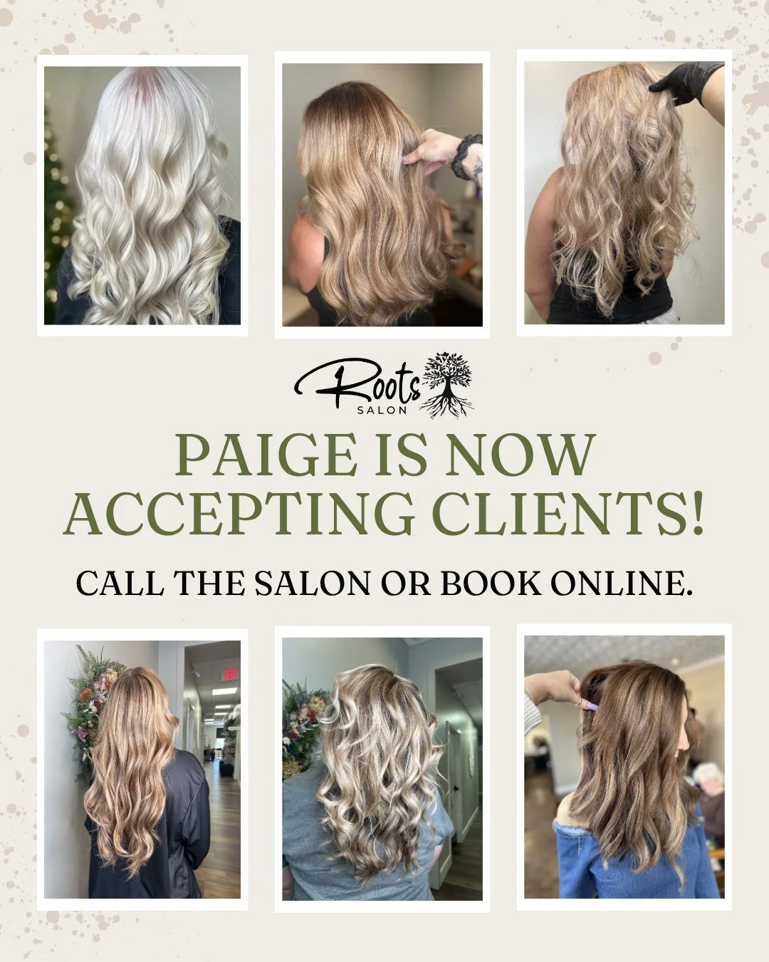 We&rsquo;re excited to share that Paige is now accepting clients at Roots!

She specializes in:
&bull; Invisible Bead Extensions
&bull; Dimensional blonding
&bull; Customized color

Paige is all about creating hair that feels natural, elevated, and t