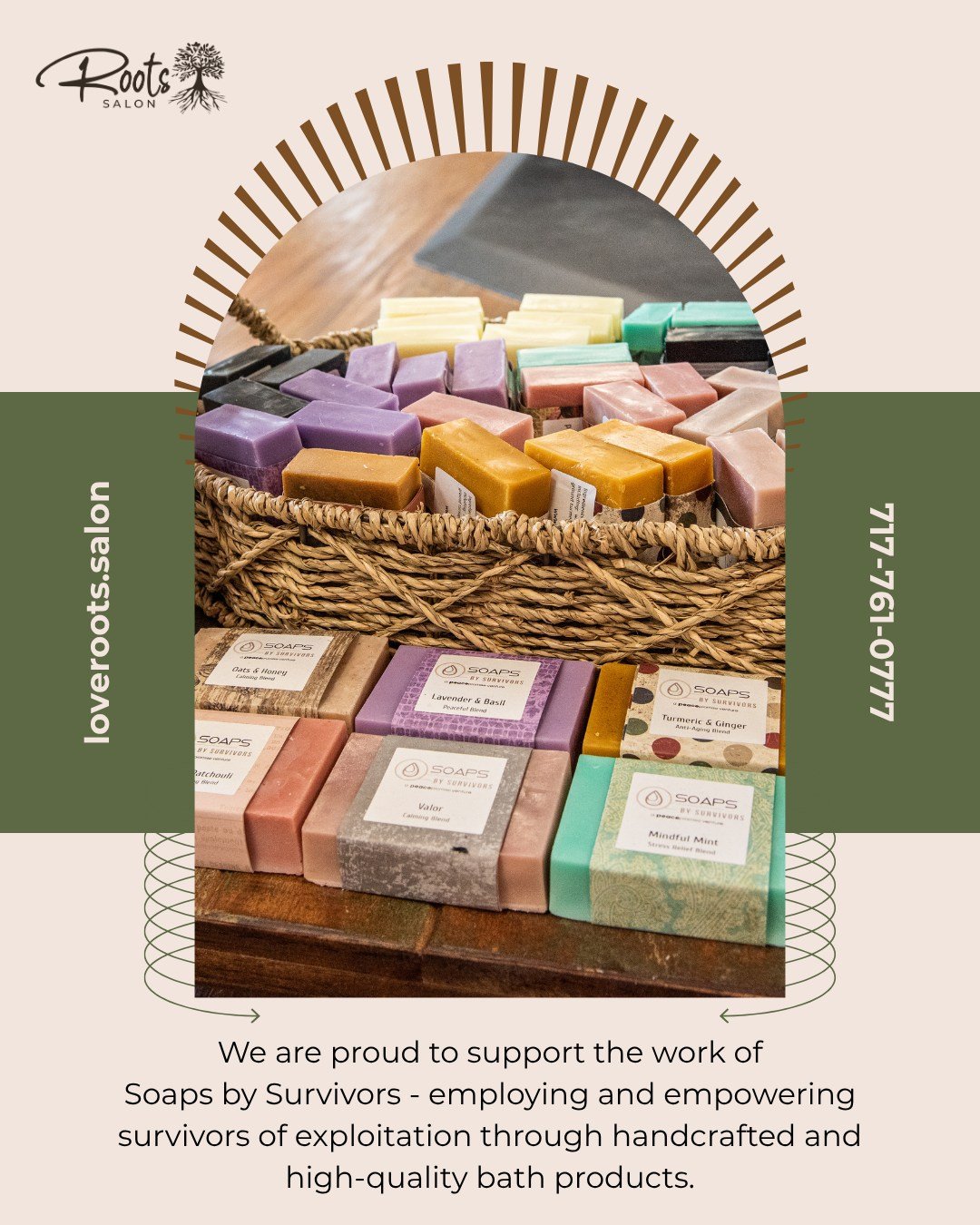 We are proud to support the work of Soaps by Survivors - employing and empowering survivors of exploitation through handcrafted and high-quality bath products.

Shop their products at our salon!

@soapsbysurvivors @peacepromisepa