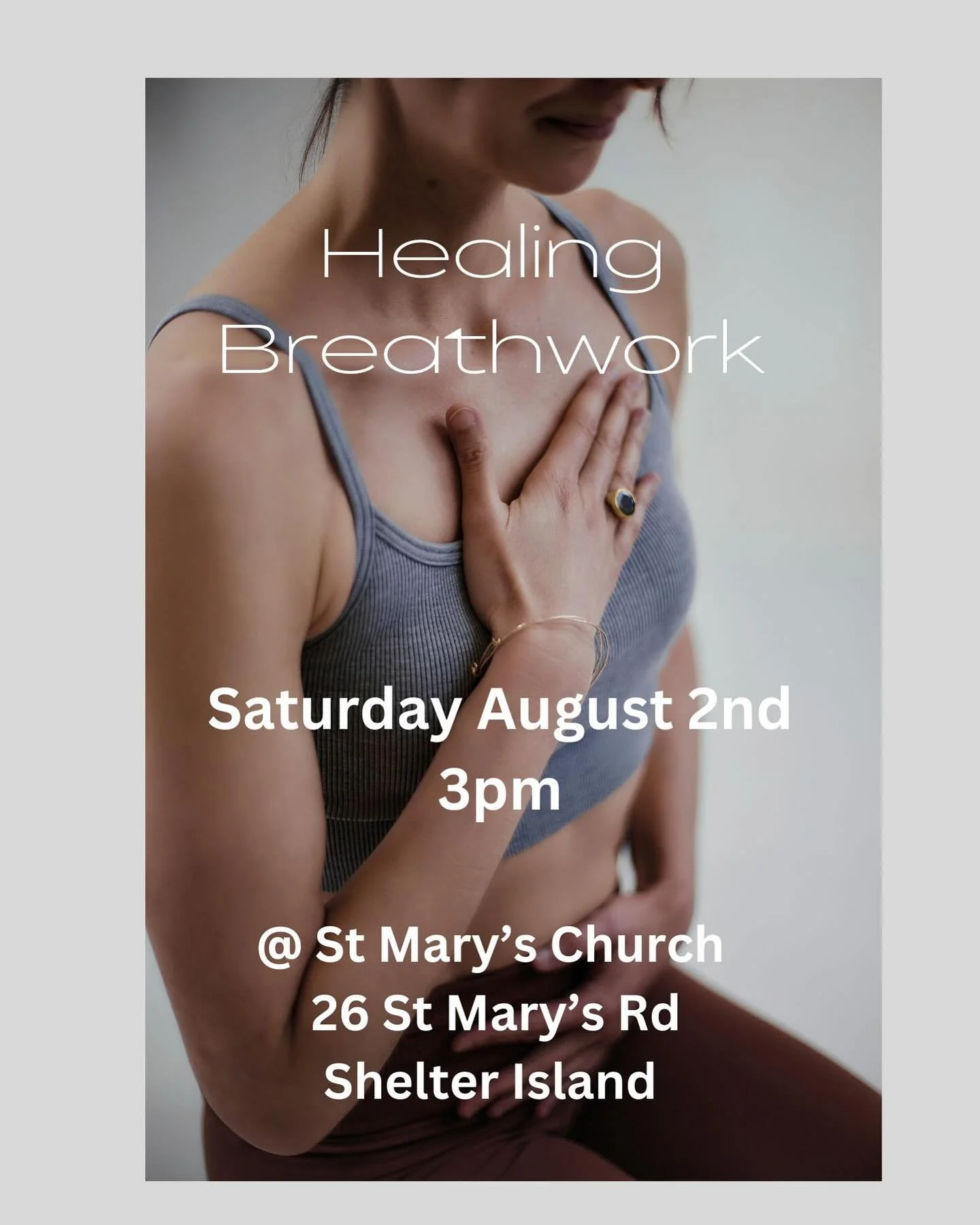 I&rsquo;ll be leading a Healing Breathwork on Saturday August 2nd at St Mary&rsquo;s Church on Shelter Island and I&rsquo;m really looking forward to sharing this powerful and beautiful experience with you.⁣
⁣
⁣
This specific breathwork also called c