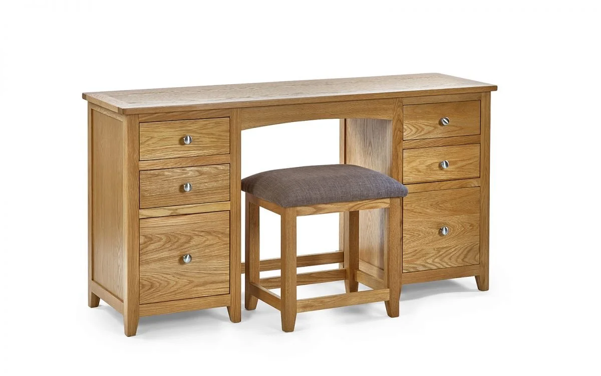 Mallory Twin Pedestal Dressing Table + Stool Set — Denville Designs