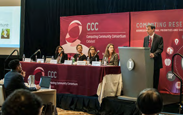 Man from Computing Research Association presenting at an event