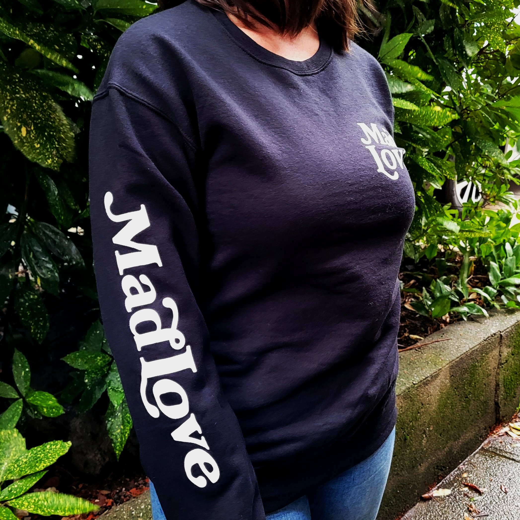 black crew neck sweater