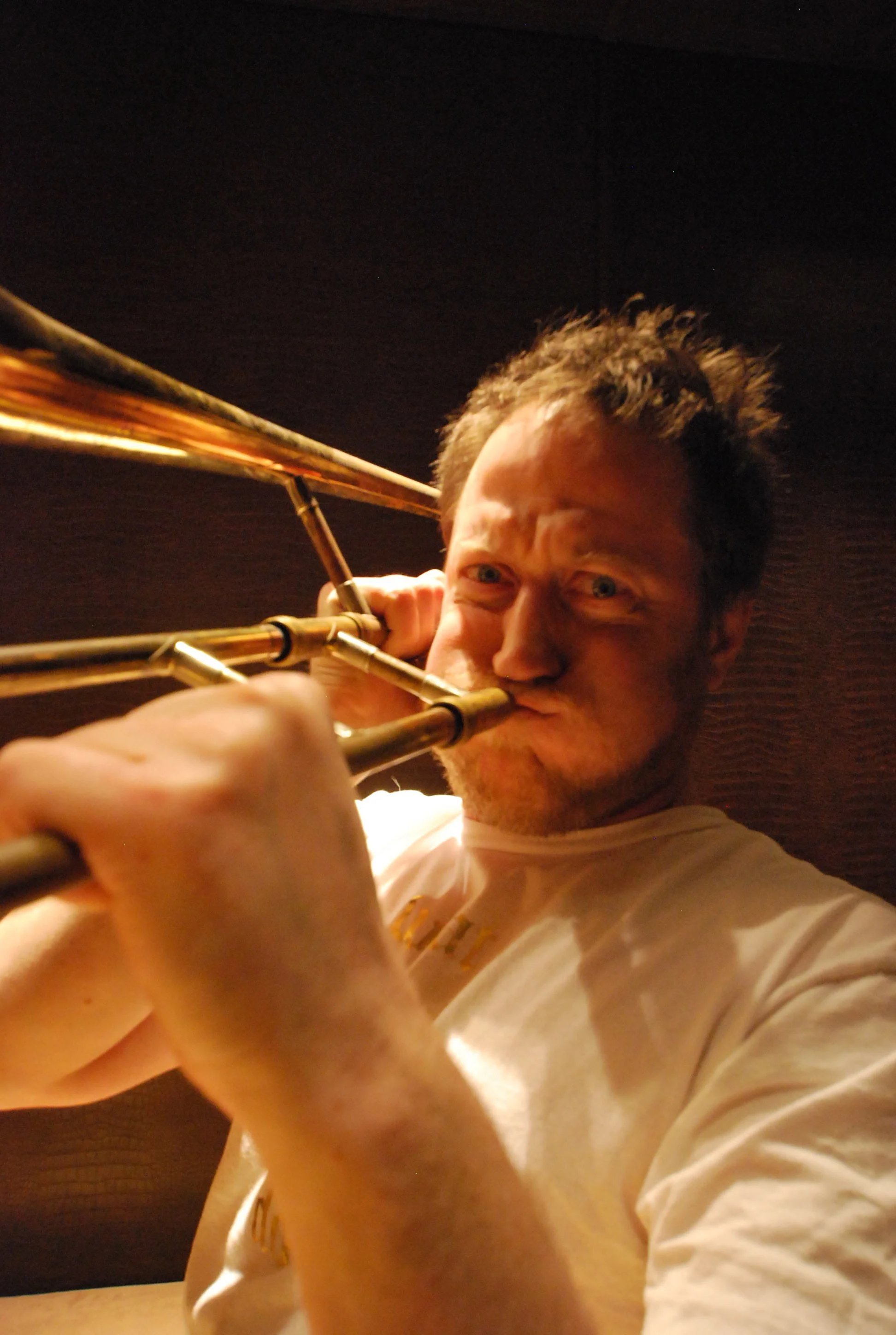 A man playing a trombone