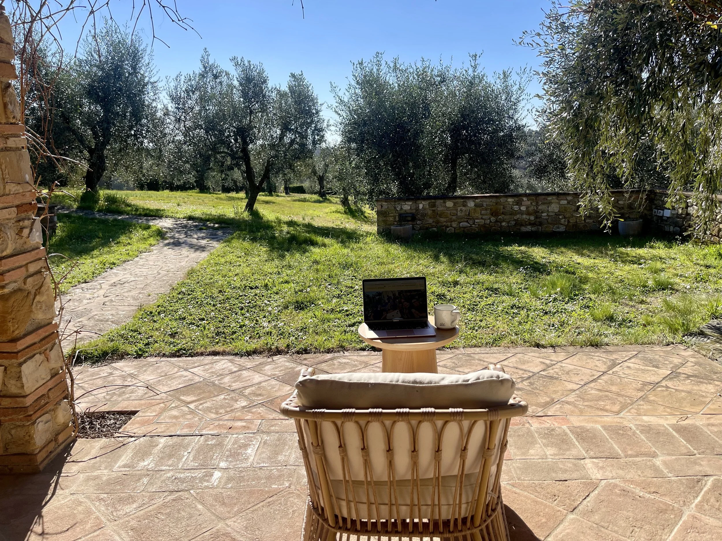 Annicken R. Day writing in Tuscany.