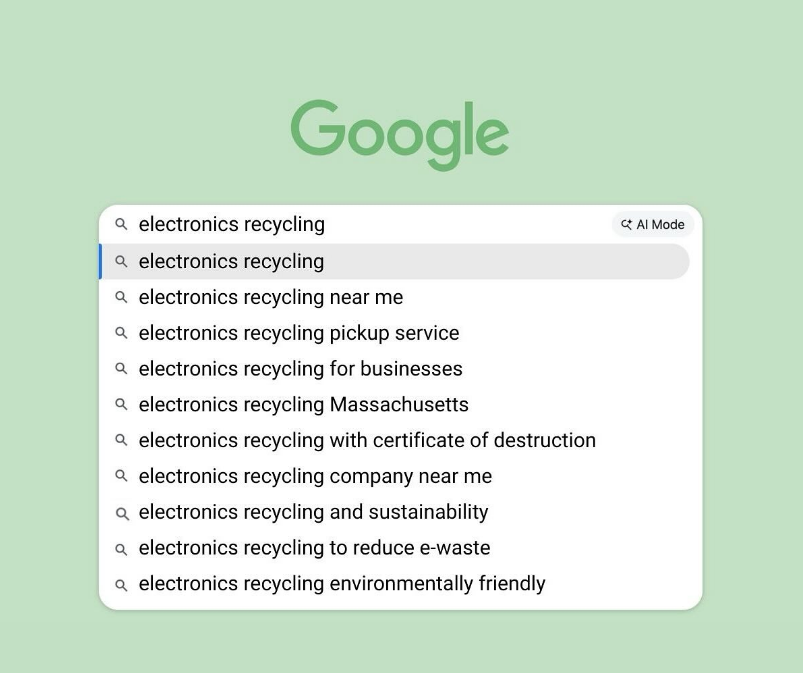 Google search results for electronics recycling