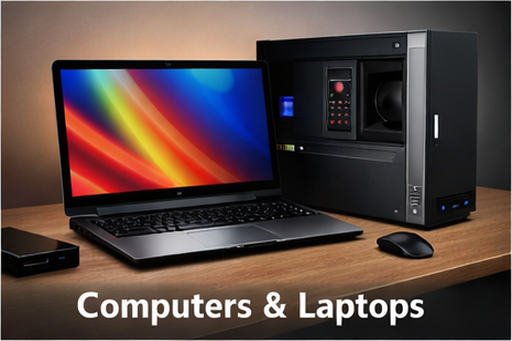 Image of computers and laptops to recycle