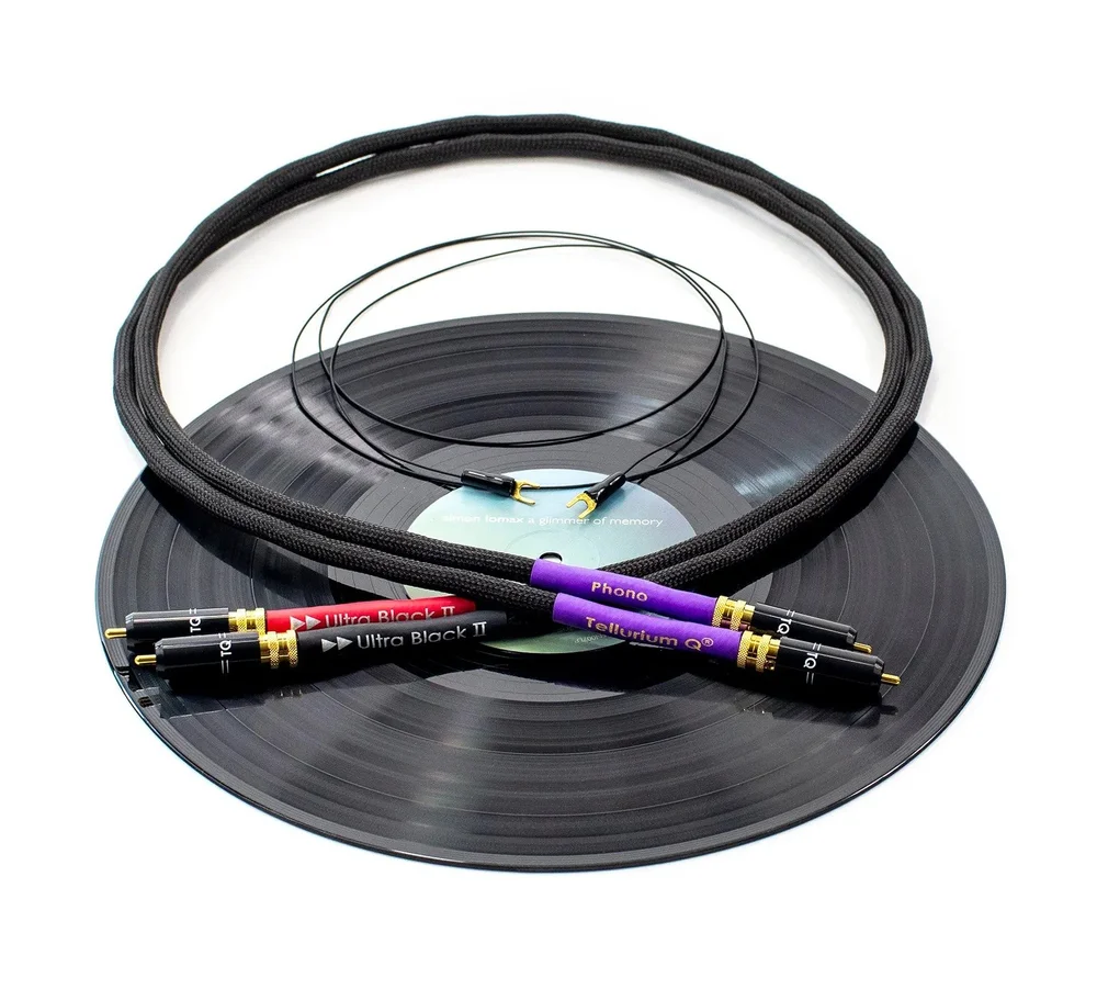 Câble platine vinyle Tellurium Q Ultra Black II Tone Arm RCA-RCA | Noir et Blanc