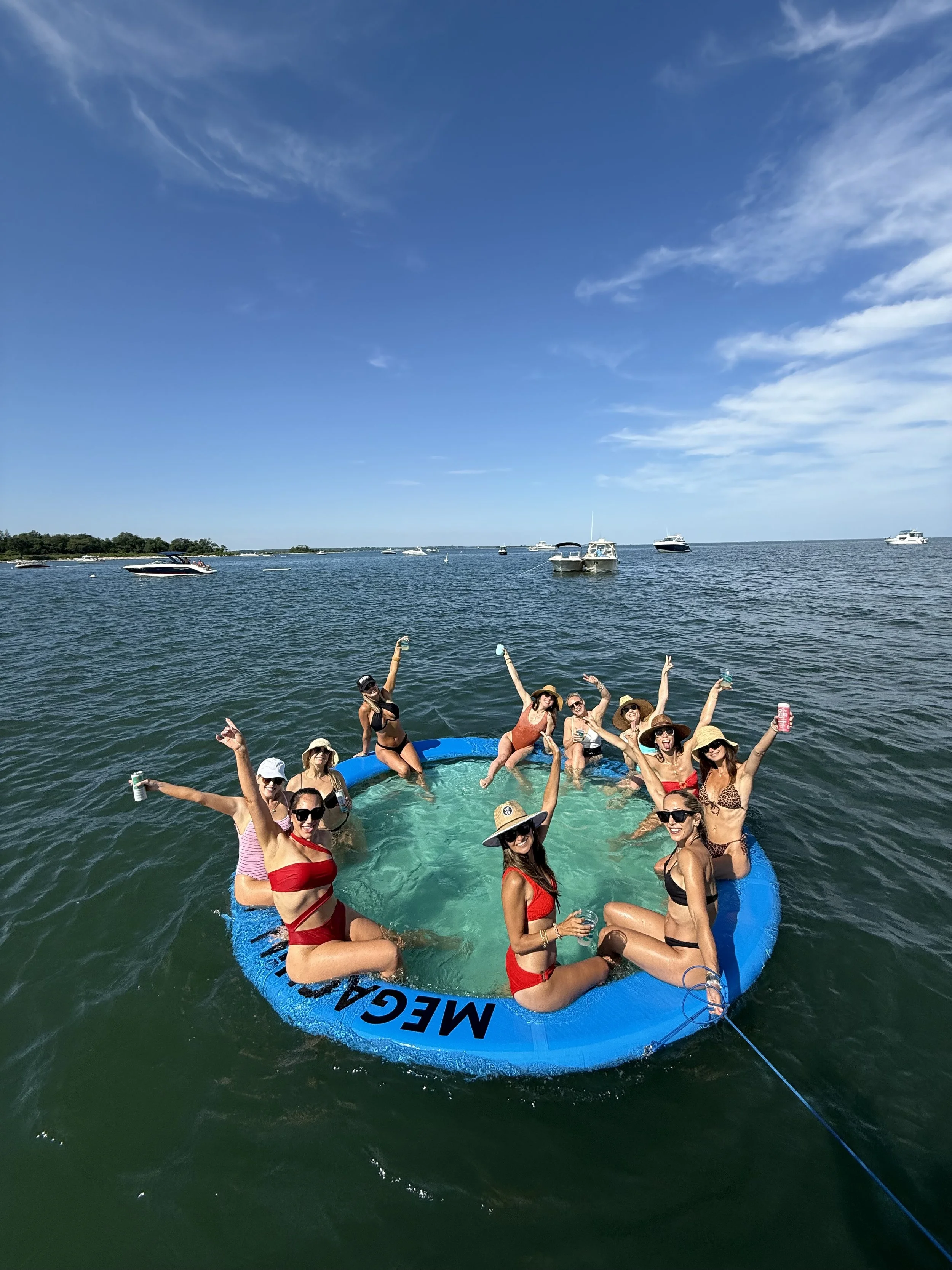 Guests enjoying a private boat charter in Norwalk, CT