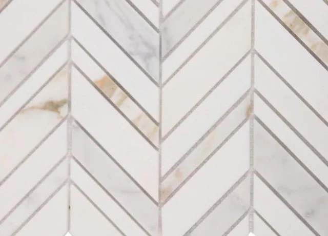 Elysium Residential Mosaic Tile (*ARM 12) / Collection: Chevron / Color: Shadow Calacatta - SKU: M3638 / Size: 11.75" x 12" - (Only size available!) / Click on picture above to see enhanced view!