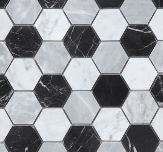 Elysium Residential Mosaic Tile (*ARM 5) / Collection: Hexagon / Color: Moonlight 2x2 - SKU: M629 / Size: 11.75" x 12" - (Only size available!) / Click on picture above to see enhanced view! 