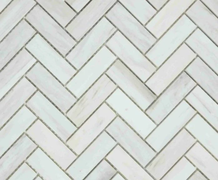 Elysium Residential Mosaic Tile (*ARM 25) / Collection: Herringbone / Color: Wooden White Honed - SKU: M4255 / Size: "12.75 x 12" - (Only size available!) / Click on picture above to see enhanced view! 