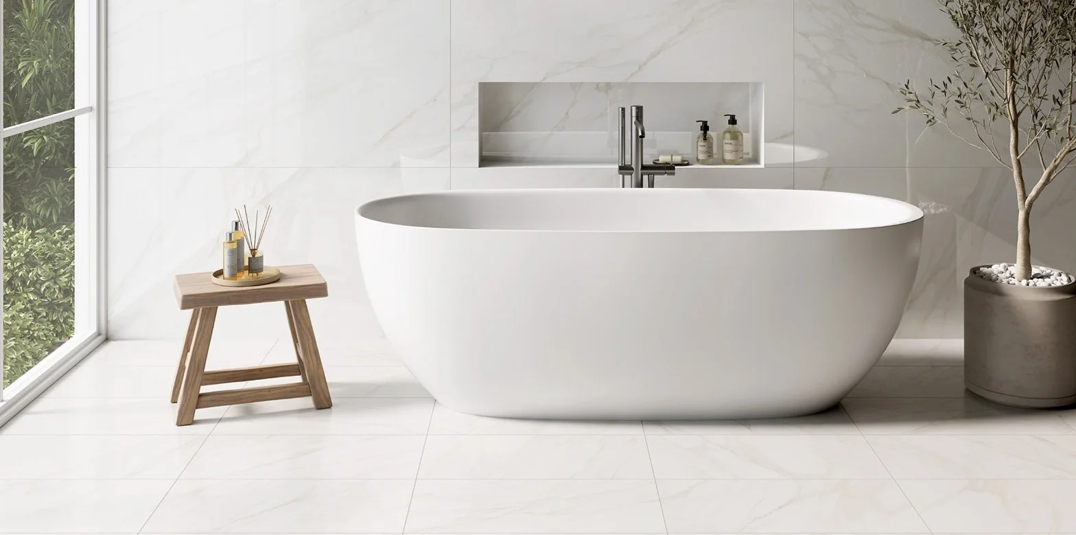 Bolick Dist. Elaine Residential Porcelain Floor Tile / Collection: VENUS / Color: Alpe (Satin) - SKU: EL-8062686 / Size: 12" x 24" - (Available in more sizes!) / No link available to see enhanced view! 