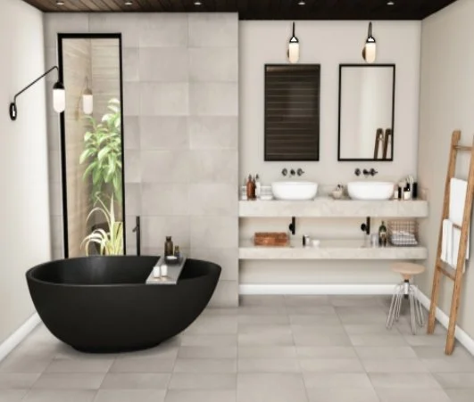 Viking Dist. ICTC Residential Porcelain Floor & Wall Tiles / Collection: Portobello - Fusion / Color: Greige - SKU: PBFUSGRE1224 / Size: 12" x 24" - (More sizes available!) / No link available to see enhanced view!