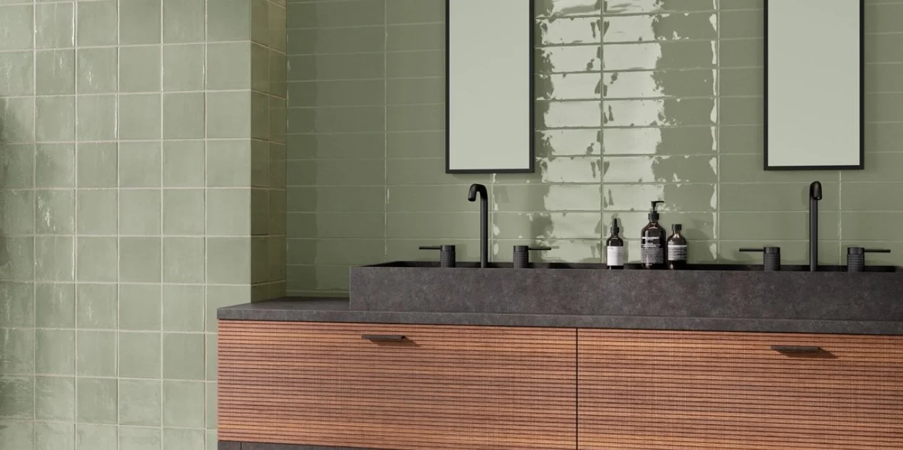 Viking Dist. Florida Tile Residential Porcelain Wall Tile / Collection: Songbird / Color: Gliding Green - SKU: FTISBD90G5x5 / Size: 5" x 5" - (Available in more sizes!) / Click on picture above to see enhanced view! 