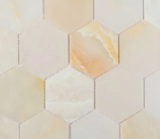 Elysium Residential Mosaic Tile (*ARM 16) / Collection: Hexagon / Color: Onyx White Polished 3x3 - SKU: M4270 / Size: "10.25 x 11.75" - (Only size available!) / Click on picture above to see enhanced view! 