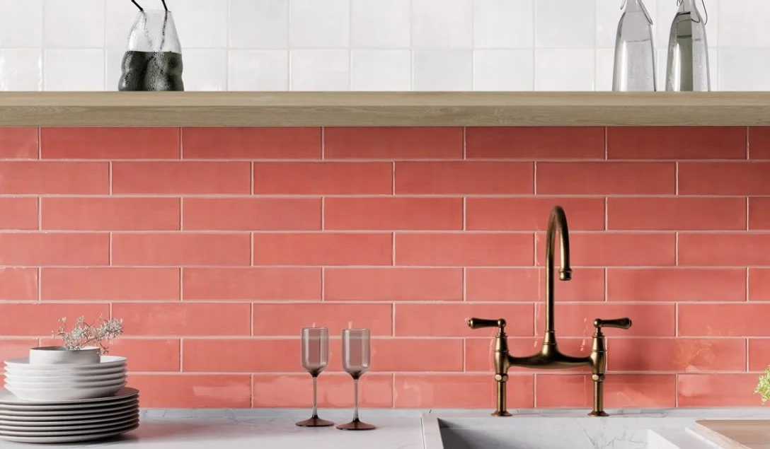 Viking Dist. Florida Tile Residential Porcelain Wall Tile / Collection: Songbird / Color: Plumage Dark Pink - SKU: FTISBD60G5x5 / Size: 5" x 5" - (Available in more sizes!) / Click on picture above to see enhanced view! 