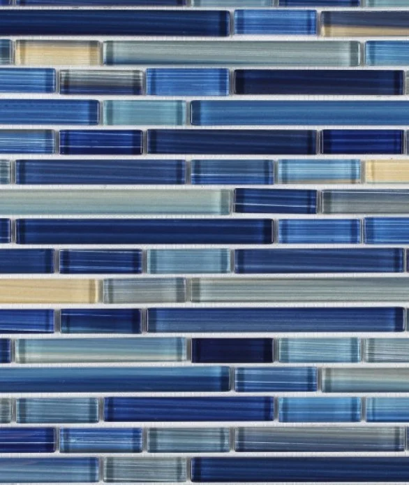 Elysium Residential Mosaic Tile (Can also be used in pools!) (*ARM 22) / Collection: Rain / Color: Sapphire - SKU: M714 / Size: "11.75 x 12" - (Only size available!) / Click on picture above to see enhanced view!