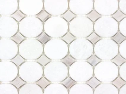 Viking Dist. Anthology Residential Mosaic Wall Tiles / Collection: The Finish Line / Color: Pale Beige Buttons - SKU: 	ANTHFLBB / Size: "11 X 11" - (Only size available!) / No link available to see enhanced view!