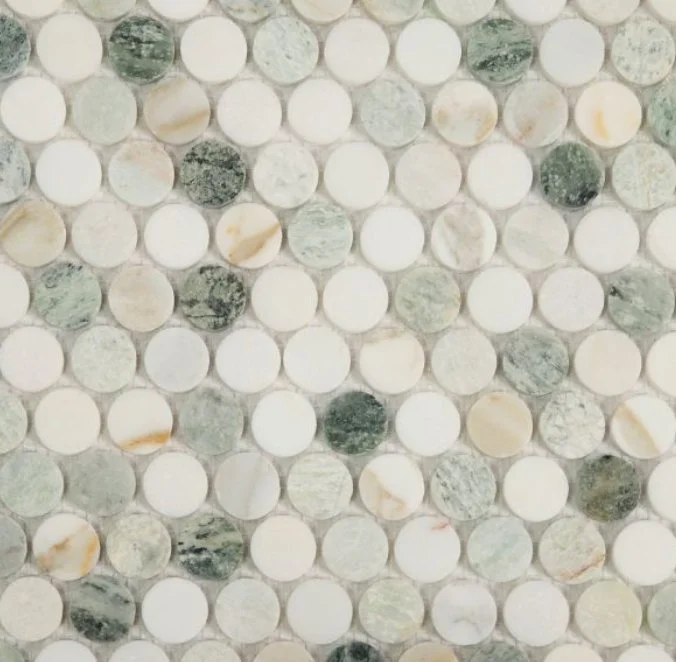 Elysium Residential Mosaic Tile (*ARM 28) / Collection: Penny / Color: Marble Spring - SKU: M3937 / Size: "11 x 11.75" - (Only size available!) / Click on picture above to see enhanced view!