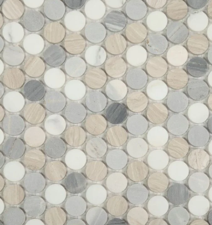Elysium Residential Mosaic Tile (*ARM 28) / Collection: Penny / Color: Marble Blue - SKU: M3930 / Size: "11 x 11.50" - (Only size available!) / Click on picture above to see enhanced view!