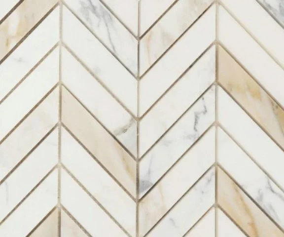 Elysium Residential Mosaic Tile (*ARM 12) / Collection: Chevron / Color: Calacatta Gold Polished - SKU: MO1017 / Size: 11" x 11" - (Only size available!) / Click on picture above to see enhanced view!