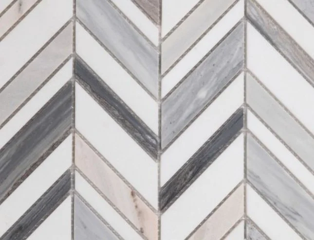 Elysium Residential Mosaic Tile (*ARM 12) / Collection: Chevron / Color: Shadow Blue - SKU: MO1041 / Size: 11.75" x 12" - (Only size available!) / Click on picture above to see enhanced view!