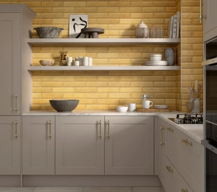 Esmer Residential Glazed Ceramic Wall Tile / Collection: Raku / Color: Mustard / SKU:  W32RAKUMU0312MP26 / Size: 3" x 12" - (Available in more sizes!) / Click on picture above to see enhanced view!