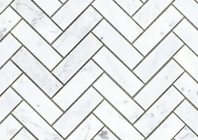 Elysium Residential Mosaic Tile (*ARM 7) / Collection: Chevron / Color: Long Carrara - SKU: M563 / Size: 11" x 12.50" - (Only size available!) / Click on picture above to see enhanced view! 