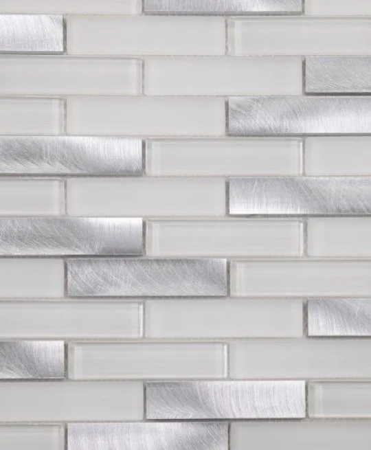 Elysium Residential Mosaic Tile (*ARM 23) / Collection: Linear / Color: Aluminum - SKU: MO1062 / Size: "11.75 x 11.75" - (Only size available!) / Click on picture above to see enhanced view!