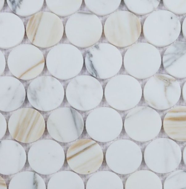 Elysium Residential Mosaic Tile (*ARM 32) / Collection: Penny / Color: Marble Large Calacatta Honed 2x2- SKU: M4232 / Size: "11.75 x 12" - (Only size available!) / Click on picture above to see enhanced view!