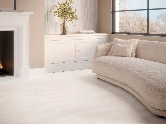 Bolick Dist. Armada Residential Porcelain Tile / Collection: Storm / Color: White (Natural) - SKU: AM-900136E / Size: 12" x 24" - (Available in more sizes!) / No link available to see enhanced view! 