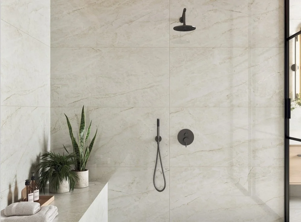 Bolick Dist. Elaine Residential Porcelain Floor Tile / Collection: MAHAL / Color: Cristal (Satin) - SKU: EL-8064577 / Size: 12" x 24" - (Available in more sizes!) / No link available to see enhanced view! 