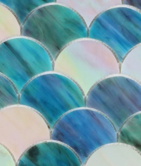 Elysium Residential Mosaic Tile (Can also be used in pools!) (*ARM 27) / Collection: Newport / Color: Scale Sky - SKU: M651 / Size: "9.50 x 9.75" - (Only size available!) / Click on picture above to see enhanced view!