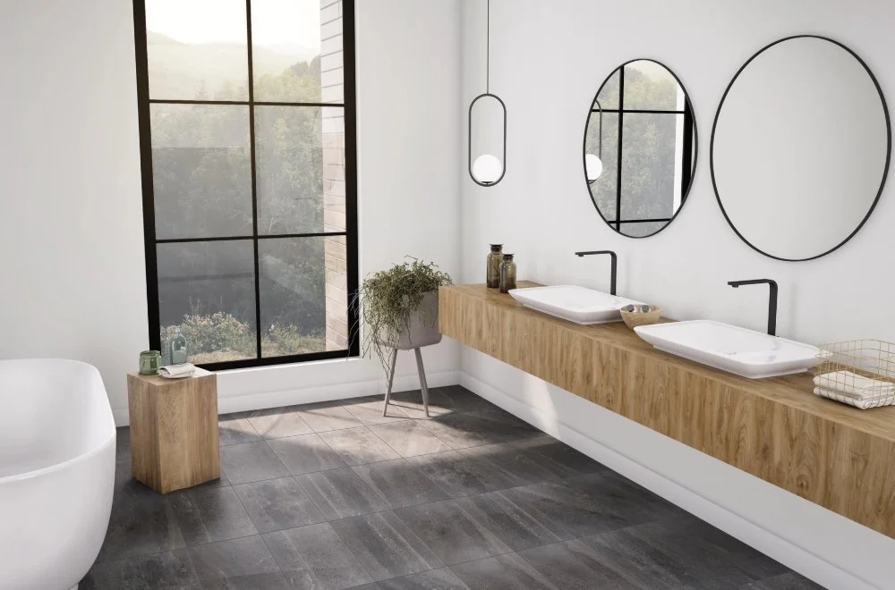 Brandon Co. Portobello America Residential Porcelain Floor Tile / Collection: Adrock / Color: Shadow / Size: 12" x 24" - (Available in more sizes!) / Click on picture above to see enhanced view! 