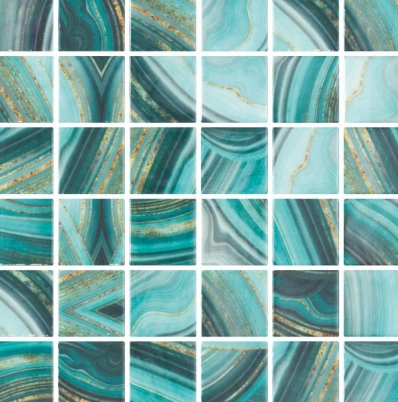 Elysium Residential Mosaic Tile (Can also be used in pools!) (*ARM 48) / Collection: Vanguard / Color: Penta Onyx Teal - SKU: M4160 / Size: "12.25 x 12.25" - (Only size available!) / Click on picture above to see enhanced view!