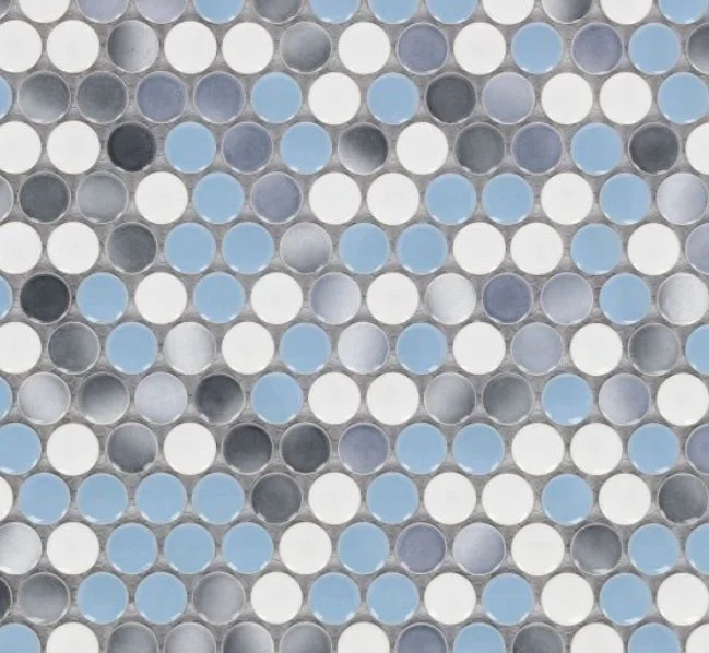 Elysium Residential Mosaic Tile (Can also be used in pools!) (*ARM 41) / Collection: Penny / Color: Round Sky - SKU: M3746 / Size: "11.50 x 12.25" - (Only size available!) / Click on picture above to see enhanced view!