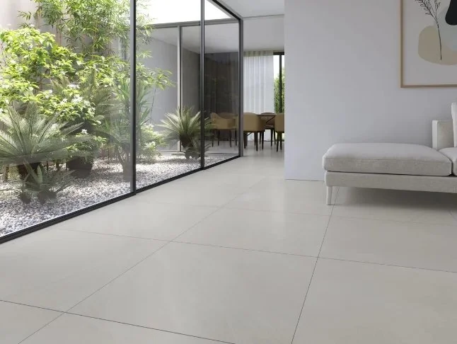 Bolick Dist. Elaine Residential Porcelain Floor Tile / Collection: Thirty-Three / Color: Khali Off White (Satin) - SKU: EL-8055731 / Size: 33" x 33" - (Available in more sizes!) / No link available to see enhanced view! 